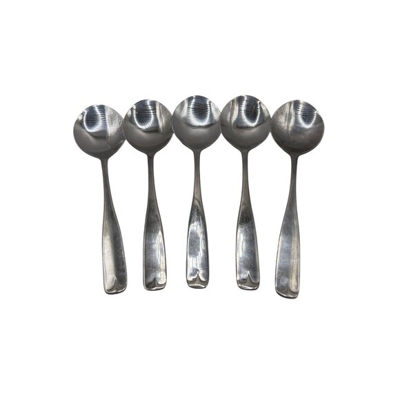 Oneida Village Common Stainless Steel Soup Spoons Set Of 5 Glossy Finish - Picture 3 of 6